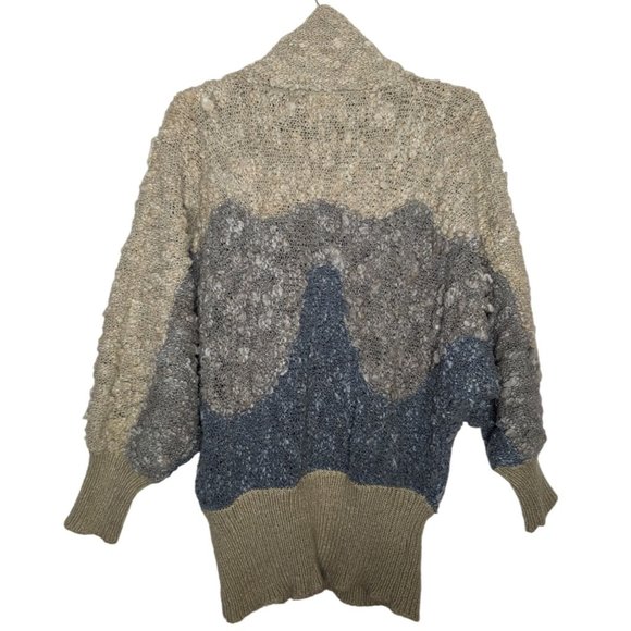Lady Lilly Vintage cowl neck‎ gray, blue, beige unique women's sweater 38 sz M - Picture 12 of 12